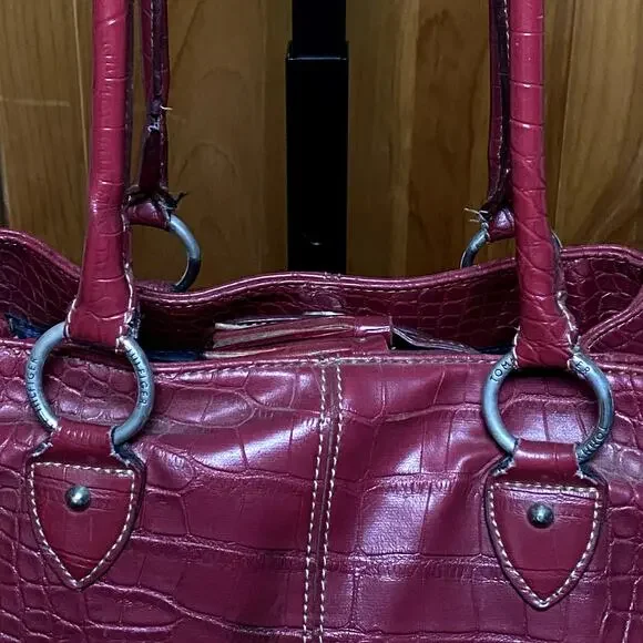 y2k red leather shoulder bag croc embossed studded mcbling grunge vintage - Picture 11 of 16